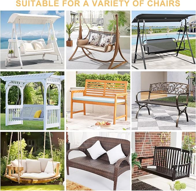 Porch Swing Cushion with Backrest,Waterproof Bench Cushion for Outdoor Furniture,2-3 Seater Replacement Thickened Swing Cushion with Ties,Patio,Outdoor,Backyard and Garden (Coffee,40x40)