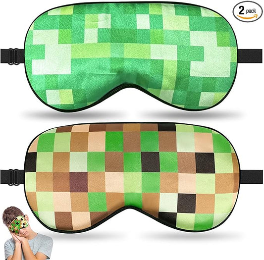 2 Pcs Sleep Mask for Kids Boys, Silk Eye Covers for Sleeping, Adjustable Strap & Light Blocking Design, Adult Children's Bedtime Blindfold for Travel and Home Use (My World)