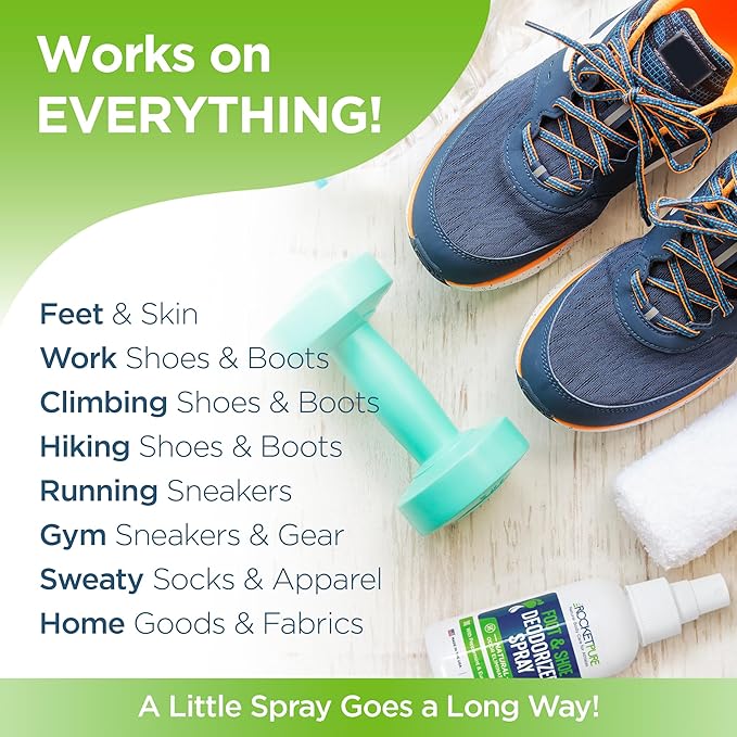 Rocket Pure Natural Foot & Shoe Deodorizer Spray - Foot Spray for Smelly Feet & Shoe Spray for Smelly Shoes - Removes, Controls & Prevents Odors - Made with Essential Oils - Made in USA (Mint, 4oz)