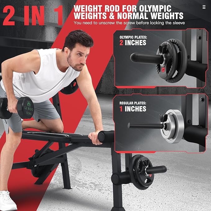 ANCHEER 900LBS Weight Bench Set with Squat Rack, Adjustable Bench Press Set with Leg Extension and Leg Curl, Flat Incline Decline Workout Bench for Home Gym Full Body Strength Training