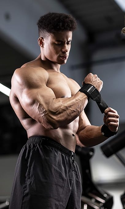 Fitgriff® Wrist Wraps for Weightlifting (18") Heavy-Duty Support for Gym, Bench Press, and Pushups (1 Pair) - for Men and Women (Black)