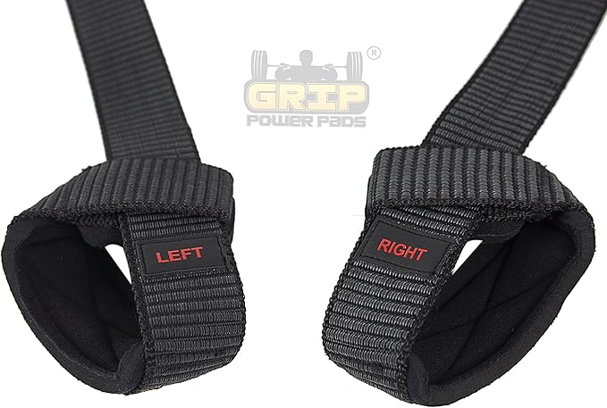 Heavy Duty Lifting Straps Neoprene Padded 1 Pair Wrist Wraps & Rubbery Grip Support Straps with Cotton Coated Rubber on One Side