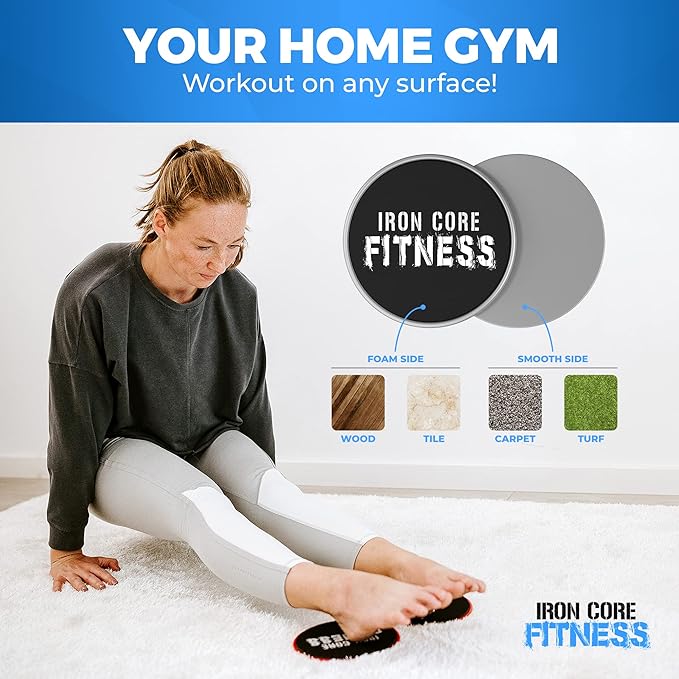 Core Sliders for Working Out, Dual Sided Exercise Gliding Discs for Use on All Surfaces, Ultimate Core Trainer, Light and Portable, Gym & Home Total Body Workout Equipment