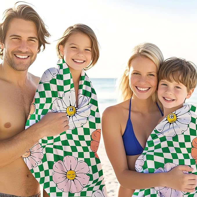 JML Personalized Beach Towel with Name, Custom Flower Beach Towel, Customized Microfiber Pool Towel, Quick Dry & Absorbent Swim Towel for Adult,Mother's Day, Birthday, Summer Holiday,Vacation