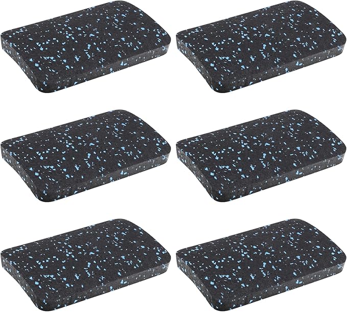 Treadmill Mat Pads, Exercise Equipment Mat with High Density Rubber for Protect Floors 4.7" x 3.2" x 0.5" (6 PCS) Black