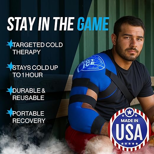 PRO ICE Shoulder Elbow Ice Therapy Wrap - Excellent for Treating Rotator Cuff injuries, Elbow Joint and Muscle Inflammation - Ice packs Included