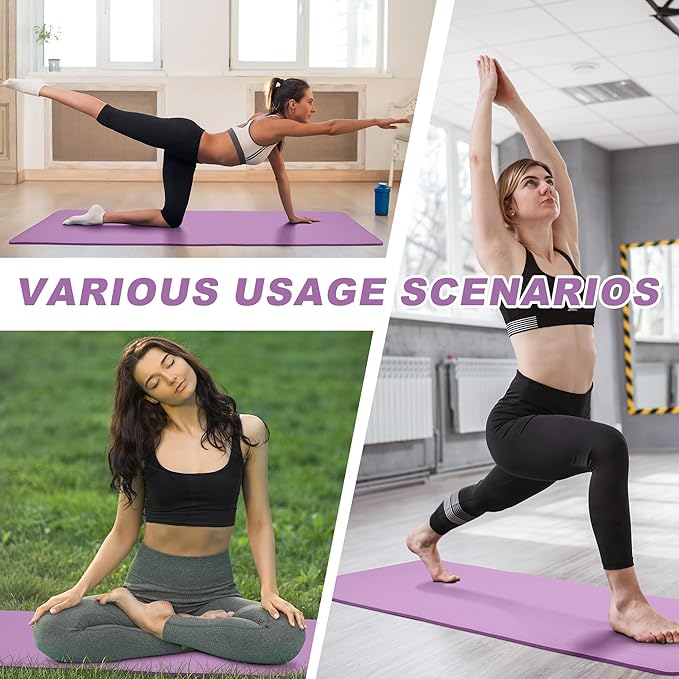 Quality Exercise Yoga Mat, 1/2-Inch Thick High-Density Foam for Full-body workout, Anti-Tear and non-slip Surface, Includes Carry Strap for Home & Studio Workouts,Multiple Options
