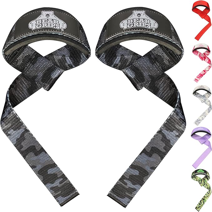 Bear Grips Lifting Straps - Gym & Weightlifting Straps for Men & Women, Deadlift Support, 2 Pairs