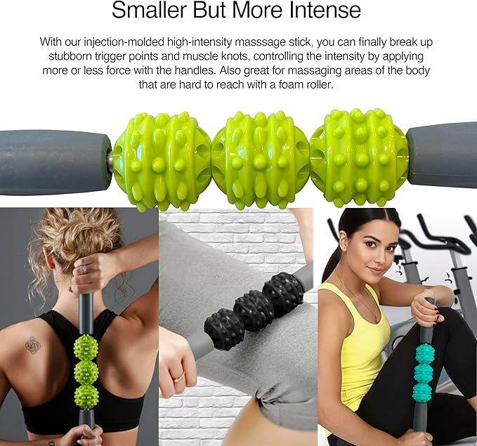 321 STRONG 5 in 1 Foam Roller Set with Hollow Core Deep Tissue Massager, Muscle Roller Stick, Stretching Strap, Spikey Plantar Fasciitis Ball, and Carry Bag, with 4K eBook