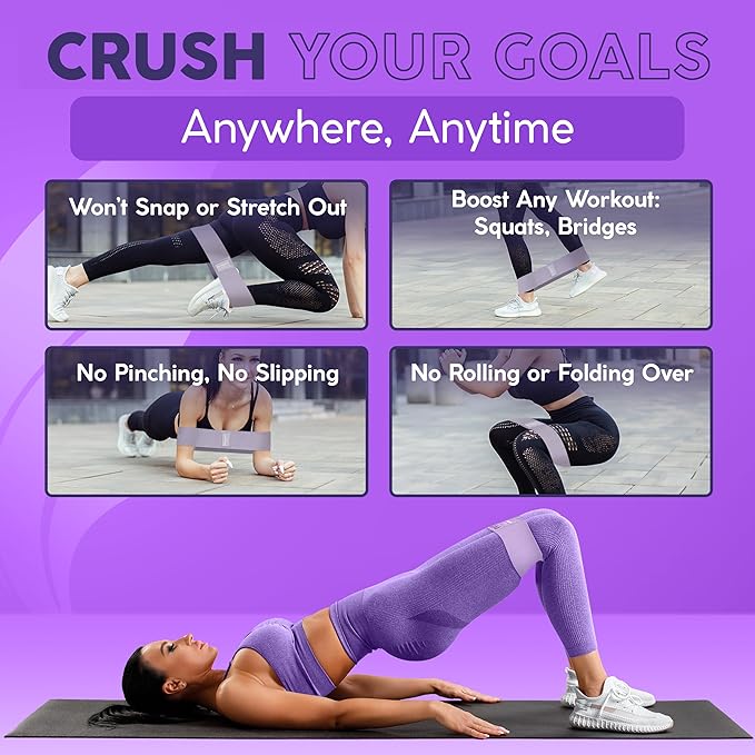 Premium Fabric Resistance Bands for Glutes & Legs – Set of 3 | Non-Slip, Elastic, Durable, Includes Travel Bag, Workout Guide & Digital Challenges