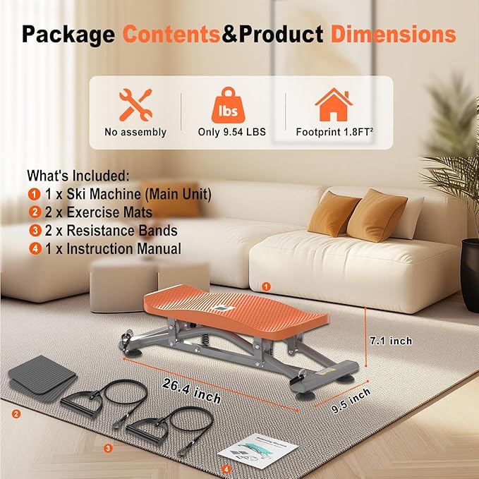 Ski Balancing Machine & Balance Board Trainer - Heavy-Duty 300LB Capacity Wobble Board with Resistance Bands & LCD Display for Cardio, Core and Full-Body Workouts