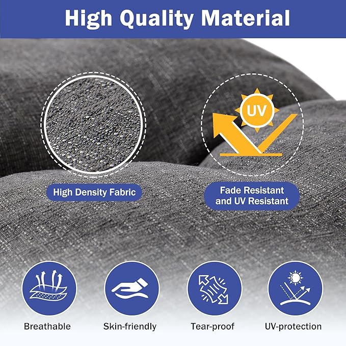 Bench Cushions for Outdoor Furniture, 36 x 14 Inch Outdoor Bench Cushion, Patio Bench Cushion with Durable Ties, Long Patio Seat Cushions for Garden, Indoor, Kitchen&Dining, Dark Grey