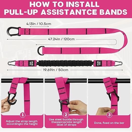 Pull Up Assistance Bands - Adjustable Heavy Duty Pull Up Assist Workout Bands for Men, Women, and Seniors - Resistance Bands for Pull Ups - Pull Up Bar Accessories (Red)