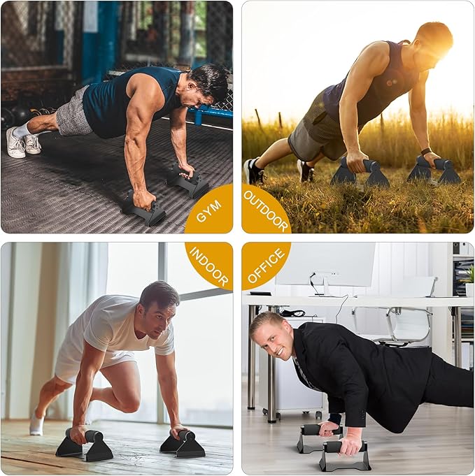 Kipika Push Up Bars, Pushup Stands, Ergonomic Wooden Handles, Anti-slip Rubber Base Pads, Parallettes Bars for Strength Training Equipment & Calisthenics, Perfect for Floor Workout Exercise