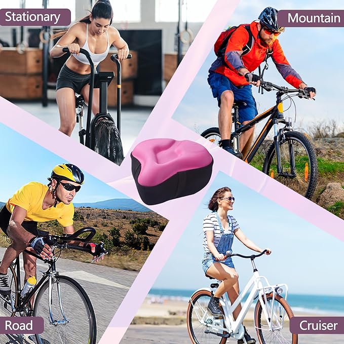 Zacro Bike Seat Cushion - Gel Padded Bike Seat Cover for Men Women Comfort, Extra Soft Exercise Bicycle Seat Compatible with Peloton, Outdoor & Indoor Bike Saddles