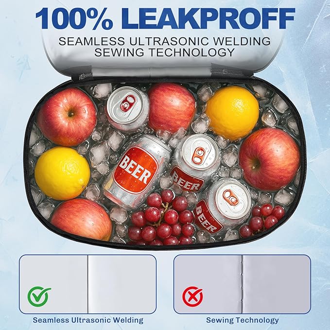 Insulated Cooler Bag, 7/16/30 Can Collapsible with Bottle Opener for Lunch Coolers for Picnic, Beach, Work, Trip - Soft Ice Coolers Bags with Zipper Foldable Portable Stands Upright