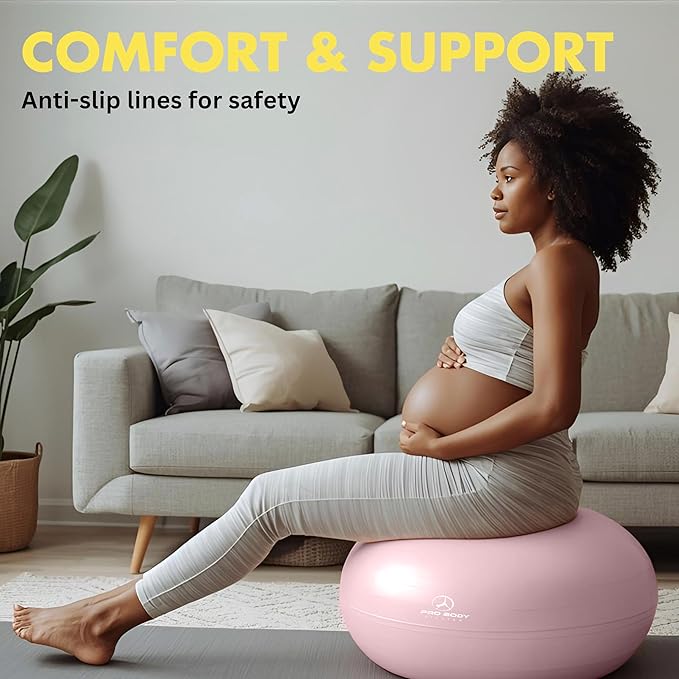 ProBody Pilates Pregnancy Ball - Yoga Ball for Pregnancy with Book, Prenatal, Labor & Postnatal Maternity Exercise
