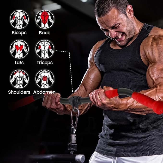 V-shaped Bar Straight Rotating Bar Curl LAT Pull Down Bar D Handle Double D Row Handle With PU Grip Environmentally Odorless, Lat Pulldown Attachments Cable Machine Attachment for Home Gym