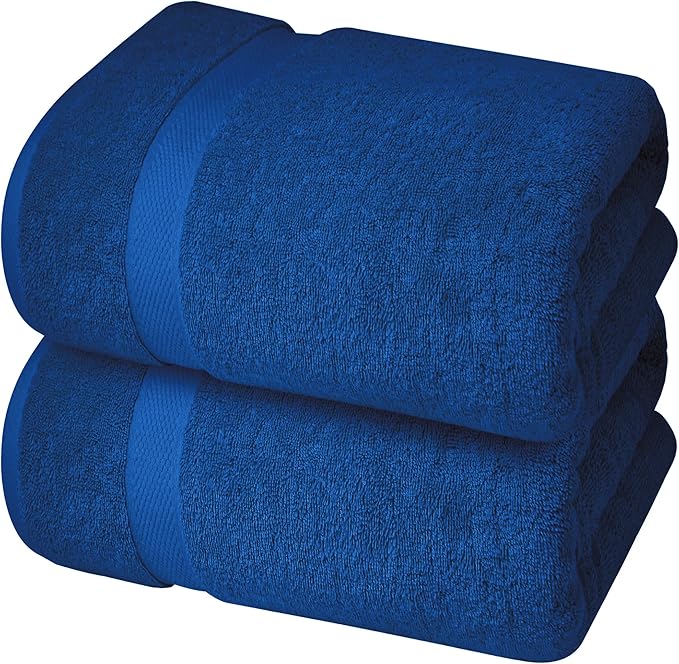 Infinitee Xclusives– Luxury Bath Sheets Towels – 2 Pack 600 GSM (35X70 Inches)– 100% Ring Spun Cotton Large Bath Towels for Bathroom (Tranquil Navy, Bath Sheet Pack of 2)