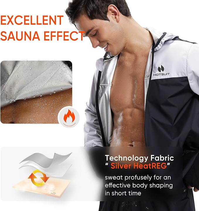 HOTSUIT Sauna Suit for Men Weight Loss Sweat Suits Gym Workout Exercise Sauna Jacket Pant Full Body