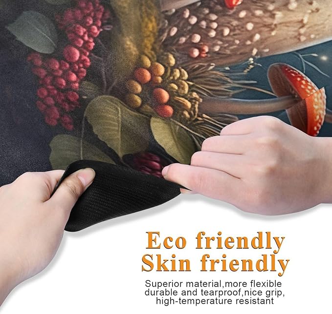Large Red Mushroom Yoga Mat, 71” x 26” Non-Slip Sports Yoga Mat with Storage Bag, for Indoor and Outdoor Fitness Exercise, Pilates