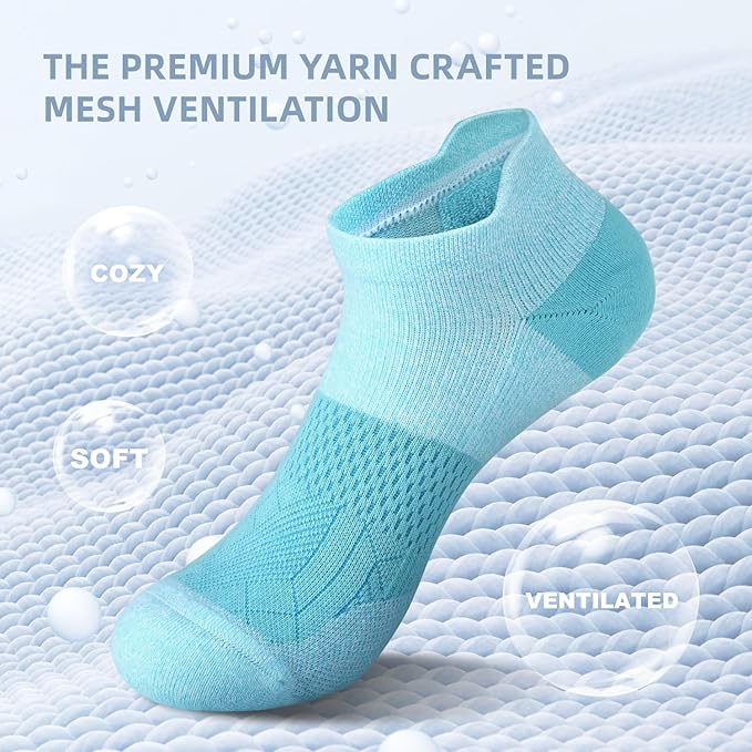 FITRELL 5-6 Pairs Ankle Running Socks for Women Athletic Cushioned Low Cut Tab Sports Socks