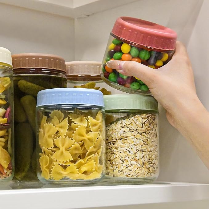 Overnight Oats Containers with Lids, 16oz Glass Jars with Lids 4 pcs, Light Blue, Wide Mouth Mason jars for Salad, Yogurt, Snacks, Meal Prep