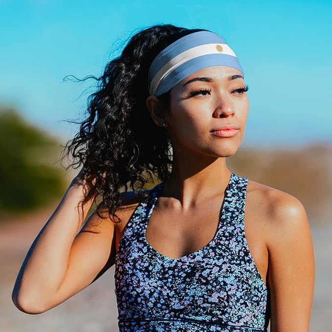 Suddora Country Flag Headbands, Wide National Flag Headbands for Sports Events, Non-Slip Fabric Sweatbands for Soccer, Tennis, Workout, Costume