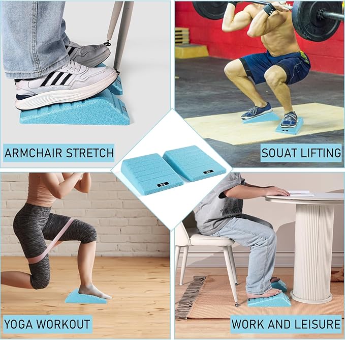 Squat Wedge Block 2PCS Non Slip Professional Ramp - 550 LBS Weight Capacity - Slant Board for Calf Stretching - Calf Stretcher Slant Board - Yoga Blocks