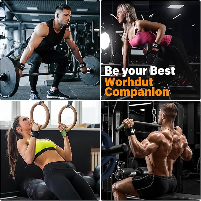 Lifting Wrist Straps for Weightlifting, Double Layer Leather for Weight Lifting Wrist Wraps, Deadlifts, Heavy Powerlifting and Adjustable Wrist Hooks for Strength Training, Gym Workouts Men/Women