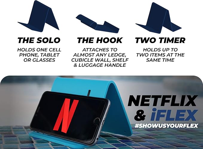 iFLEX Buddy Cell Phone and Tablet Stand Companion - Ideal for Air Travel, Work, and Home Use - Flexible Holder for All Mobile Devices - The Ultimate iPhone Cell Phone Stand Solution