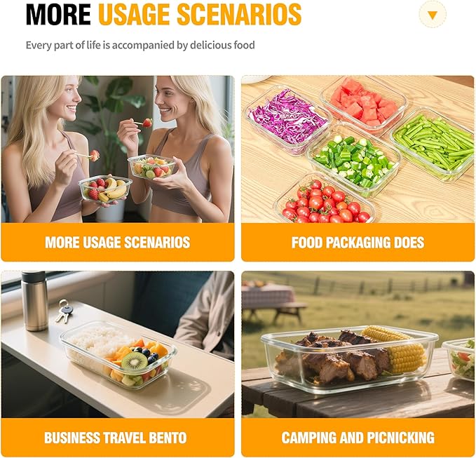 5 PACK 36 oz Glass Meal Prep Containers, Glass Food Containers with Snap-Lock Lids, Airtight Lunch Containers, Microwave, Oven, Refrigerator and Dishwasher Safe,Gray