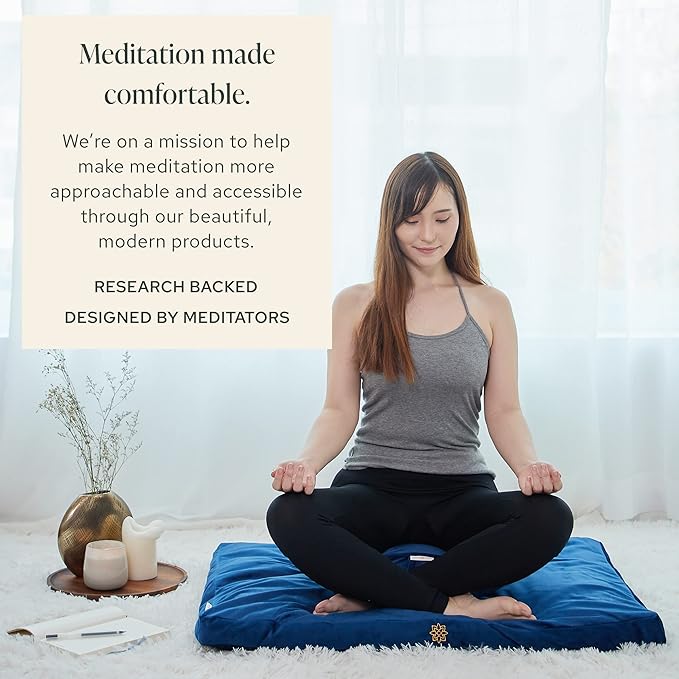 Mindful & Modern Zabuton Meditation Mat - Cotton Filled Yoga and Meditation Pad - Zabuton Meditation Cushion for Kneeling and Sitting Support - Large Rectangular Sitting Floor Pillow for Bench or Zafu