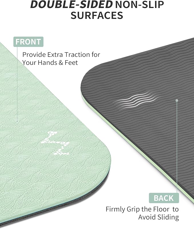 CAMBIVO Large Yoga Mat (6'x 4'), Extra Wide Workout Mat for Men and Women, Yoga Mat Thick 1/3 &1/4 Exercise Mats for Home Workout, Yoga, Pilates (Black,1/4 inch)