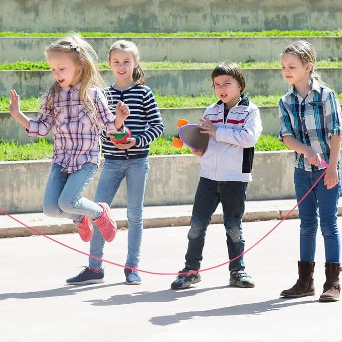 Elcoho 24 Pack Colorful Kids Jump Rope Set Adjustable Plastic Kids Jump Rope Skipping Rope Outdoor Jump Ropes Great Party Favor