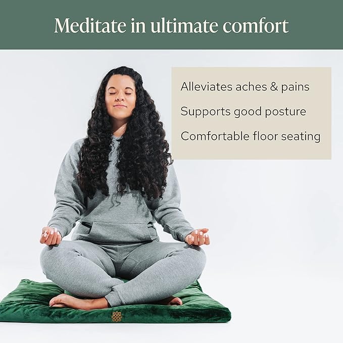 Mindful & Modern Zabuton Meditation Mat - Cotton Filled Yoga and Meditation Pad - Zabuton Meditation Cushion for Kneeling and Sitting Support - Large Rectangular Sitting Floor Pillow for Bench or Zafu