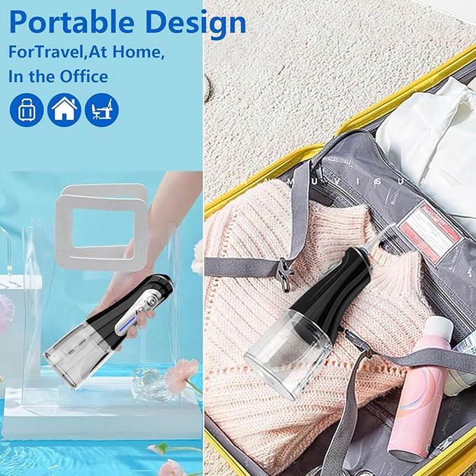 NBGRLVS Water Dental Flosser Cordless - Rechargeable IPX7 Waterproof Teeth Pick Flossing Cleaner,Portable 320ml Tank 6-Mode Oral Irrigator for Teeth/Braces/Tongue,Storage Box for Travel & Home