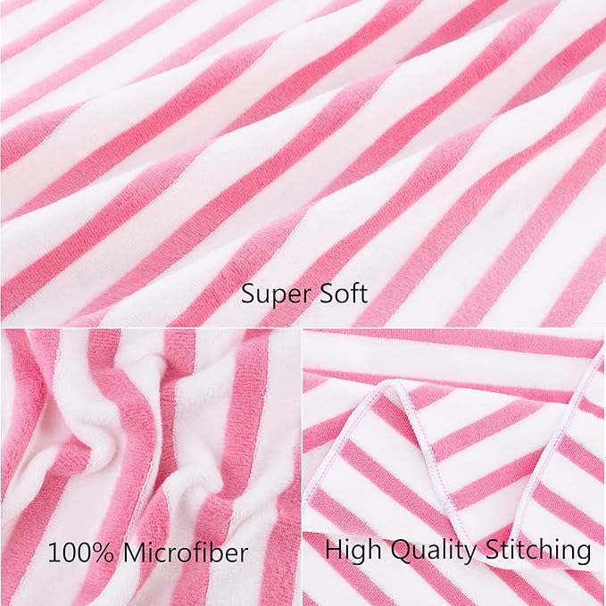 JML Beach Towels, Microfiber Bath Towel (6 Pack, 30" x 60") Cabana Stripe Absorbent and Quick Dry Bath Towel Set for Adults, Travel, Summer Holiday, Sport, Swimming, Pool, Yoga, Camping, Stripe Pink