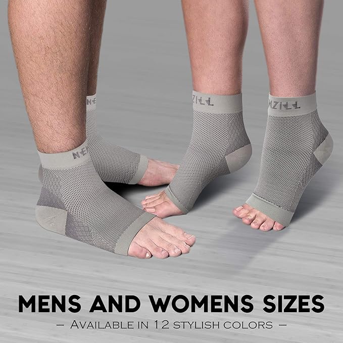 NEWZILL Plantar Fasciitis Socks with Arch Support, BEST 24/7 Foot Care Compression Sleeve, Eases Swelling & Heel Spurs, Ankle Brace Support, Increases Circulation (XXL, Black/White/Gray)