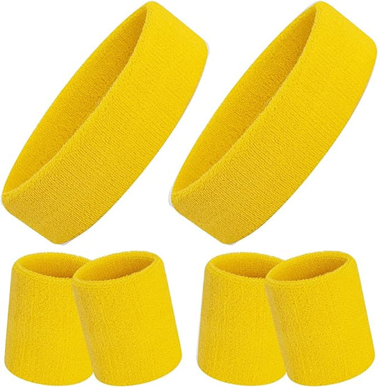 ONUPGO 6 Pieces Sweatbands Set - Sports Headbands Wristbands for Men & Women,Cotton Terry Cloth Sweatband for Tennis,Basketball,Gym,Working Out - Moisture Wicking Elasticity