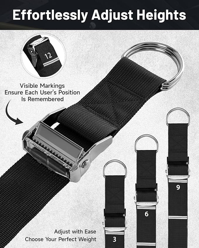 MANUEKLEAR Heavy Duty Resistance Bands for Pull Ups, Pull Up Assistance Bands with Scale Tracking Feature, Adjustable Pull Up Assist Band with Five 50-Pound Pull Up Bands and Fabric Feet/Knee Rest