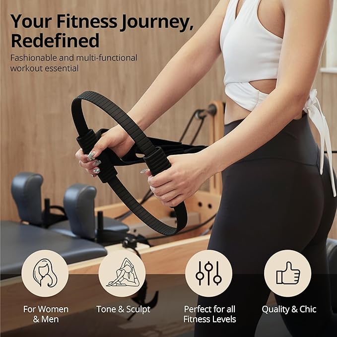 Build & Fitness Pilates Ring – 13.5 inch Magic Circle for Toning Thighs, Core, and Arms – Lightweight, Durable Silicone & Fiberglass Construction for Modern Home, Studio & Travel Workouts