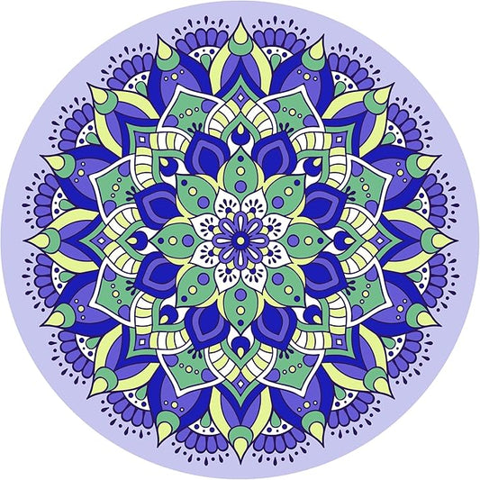 nuveti Large Meditation Mat Round Yoga Mat Pilates Yoga Mat 3.5mm Thick Natural Tree Rubber Base Non Slip, Extra Thick Grip. Thicker, Longer, and Wider for More Comfort and Support(55''x55'')