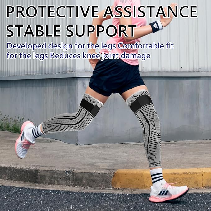 Full Leg Compression Sleeves 2 Pack Long Knee Support for Men and Women for ACJ, Meniscus Tear, Arthritis