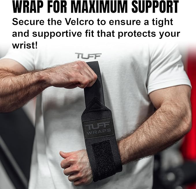 TuffWraps 16" Wrist Wraps: No Thumb Loops, Quality Gym Wrist Wraps for Weightlifting, Bench Press, Powerlifting, and Cross-Training—Try The Belt Loop Tightening System