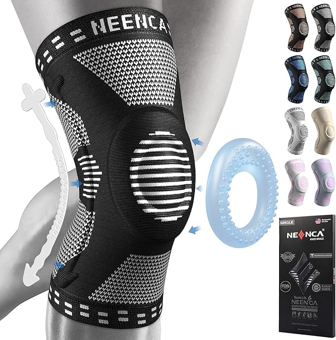 NEENCA Knee Braces for Knee Pain Relief, Compression Knee Sleeves with Patella Gel Pad & Side Stabilizers, Knee Support for Weightlifting, Running, Workout, Arthritis, Meniscus Tear, Men Women. ACE-53