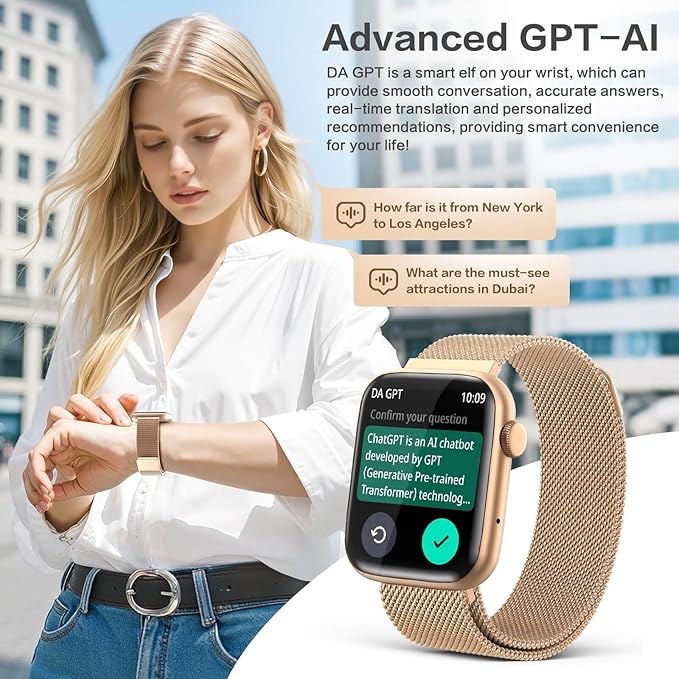 2025 Smart watches for Women with Blood Pressure Monitor, 1.9" AMOLED DA GPT AI Voice Smartwatch, 24/7 Heart Rate Stress Sleep Monitor,123 Sports Modes, IP68 Waterproof Fitness Tracker for Android iOS