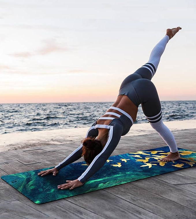 Non Slip Yoga Mat TPE Workout Mat for Men Women, Thick Workout Mat with Carrying Strap, Fitness Mats for Exercise, Yoga, Fitness, Pilates, Floor Workouts (72" x 24" x 6mm)