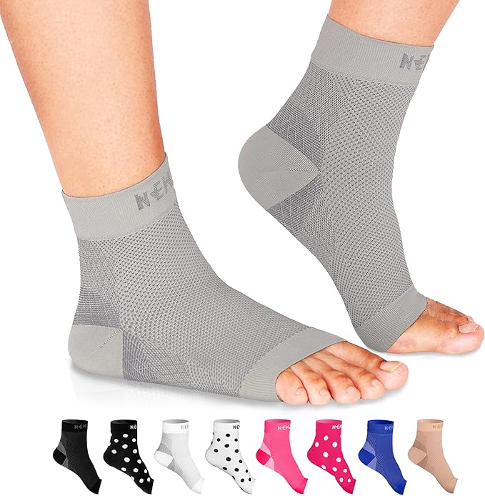 NEWZILL Plantar Fasciitis Socks with Arch Support, Best 24/7 Foot Care Compression Sleeve, Eases Swelling & Heel Spurs, Ankle Brace Support, Increases Circulation (S/M, Gray)