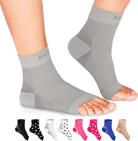 NEWZILL Plantar Fasciitis Socks with Arch Support, Best 24/7 Foot Care Compression Sleeve, Eases Swelling & Heel Spurs, Ankle Brace Support, Increases Circulation (S/M, Gray)